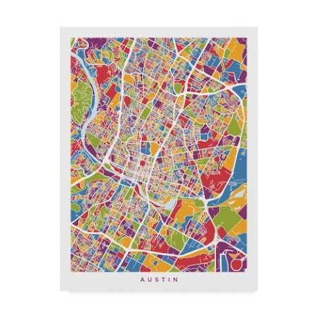 Michael Tompsett 'Austin Texas City Map Iv' Canvas Art,14x19